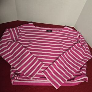 J. Crew Pink and White Striped Cropped Top